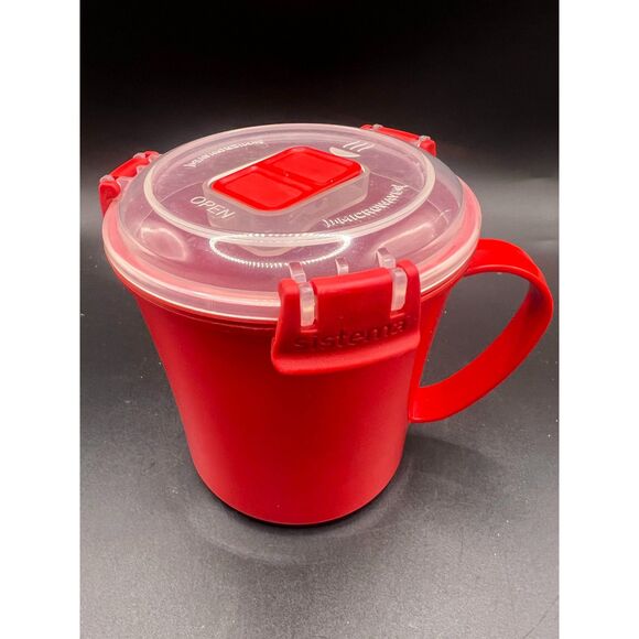 Red Sistema Microwavable Cookware Cup 22.18 Oz. BPA free And Lid With Vent - Picture 1 of 5